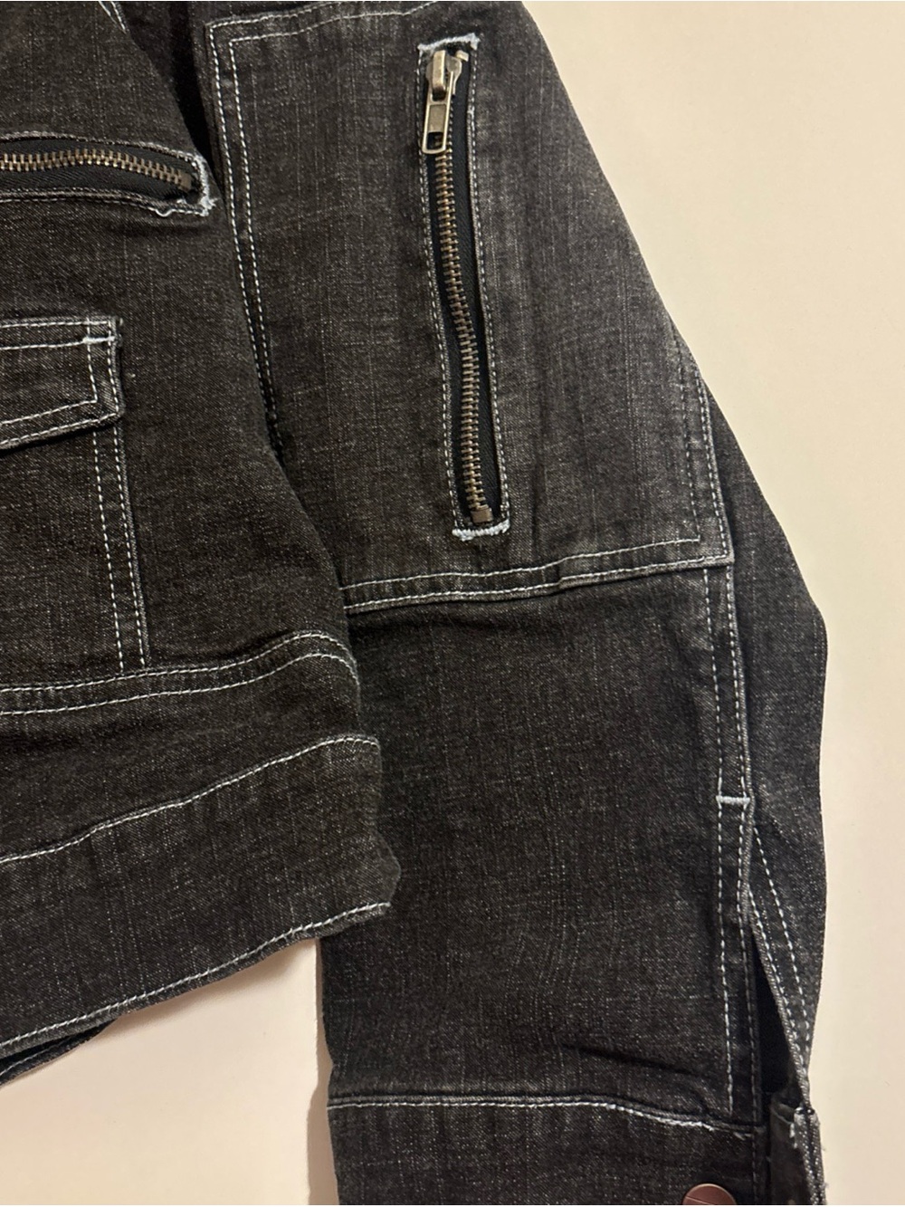 Lane Bryant Jacket Black Denim with zipper pockets. Biker, Punk, Goth - Picture 3 of 8
